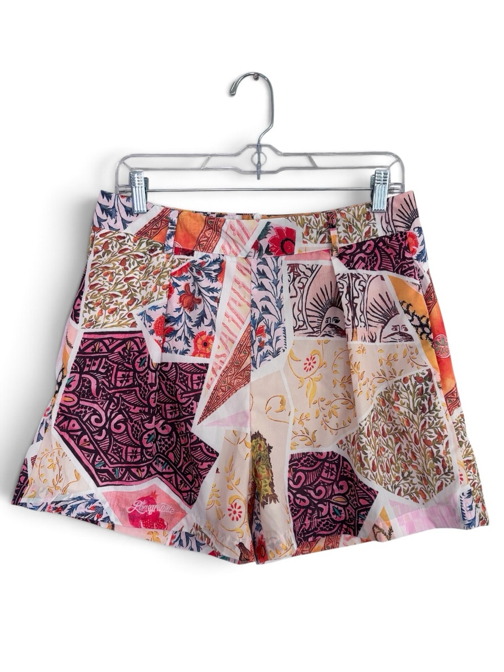 Beulah Style Patchwork Paisley Floral‎ High Waisted Shorts Celestial Large
